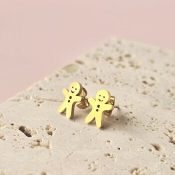 Gingerbread Man Festive Stud Earrings, 2 of 5