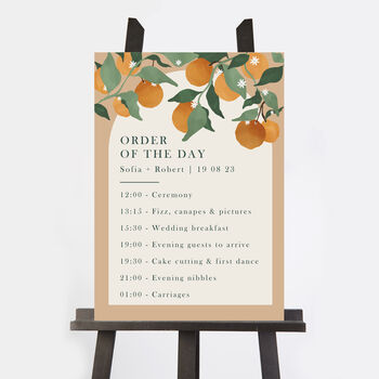 Mediterranean Oranges Wedding Order Of The Day Sign, 2 of 3