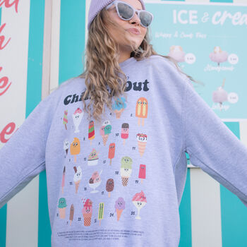 Chilling Out Women's Ice Cream Guide Sweatshirt, 3 of 4
