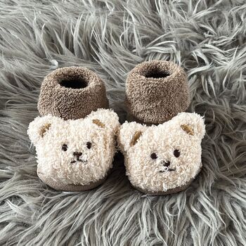 Cream Teddy Bear Baby Socks, 4 of 8