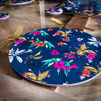 Cherry Blossom Navy Floral Melamine Placemats, 10 of 11