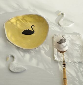 Handmade Ceramic Black Swan Pastel Plate, 2 of 7