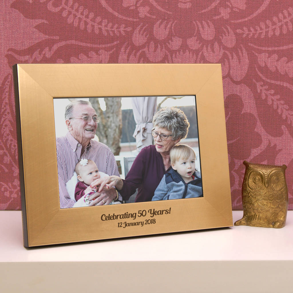 Personalised Gold 50th Wedding Anniversary Photo Frame, 1 of 3