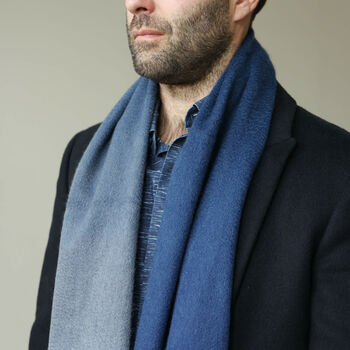 Men's 100% Pure Cashmere Ombre Scarf, 2 of 12