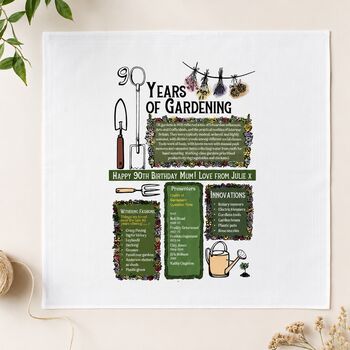 90th Birthday Gift For Gardeners Personalised Handkerchief Pair, 3 of 9