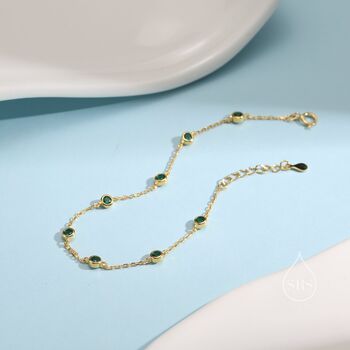 Emerald Green Cz Floating Bracelet Or Anklet, 6 of 11