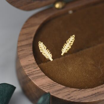 Sterling Silver Tiny Feather Stud Earrings, 2 of 12