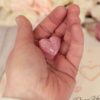 Personalised Pink Glitter Resin Pocket Heart Hug In The Post, 5 of 5