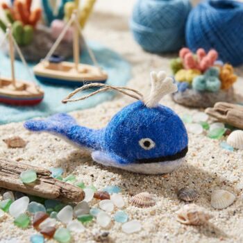 Handmade Felt Blue Whale Hanging Decoration, 2 of 2