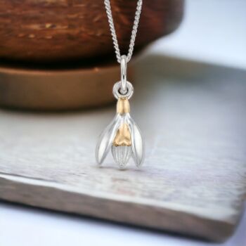 Tiny Snowdrop Pendant Necklace In Sterling Silver, 4 of 12