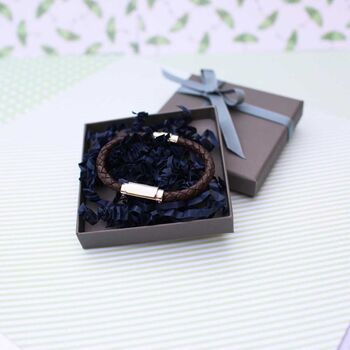 Gifts For Him Personalised Men Leather Bracelet, 3 of 8