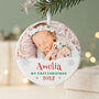 My First Christmas Photo Ceramic Disc Hanging Decoration Bauble + Gift Box, thumbnail 1 of 8