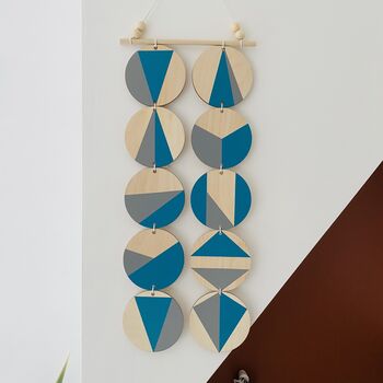 Teal And Grey Plywood Geometric Modern Wall Hanging Art, 2 of 8