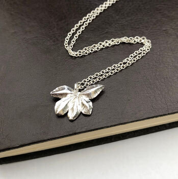 Sterling Silver Autumn Maple Leaf Necklace, 5 of 9