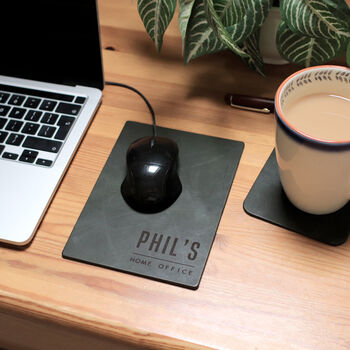 Personalised Initials Mini Vintage Leather Mouse Mat, 7 of 12