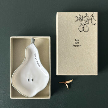 East Of India Porcelain Pear Dish You Are Pearfect, 3 of 4