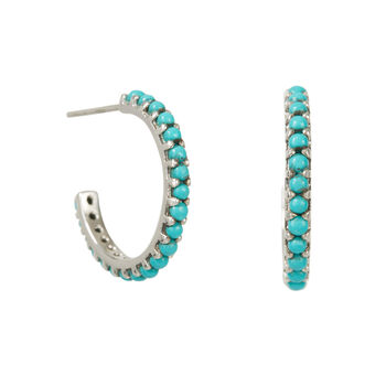 Halo Radiance Turquoise Hoops In Silver, 2 of 11
