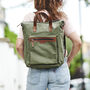 Leather Trim Top Zip Backpack, thumbnail 6 of 9
