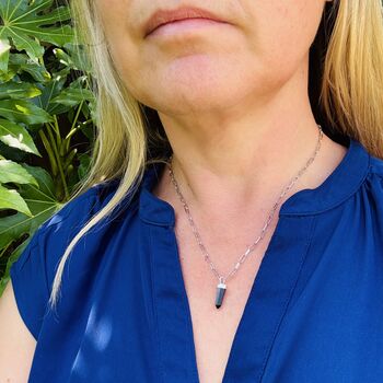 The En Pointe Black Tourmaline Gemstone Necklace, Silver, 9 of 10