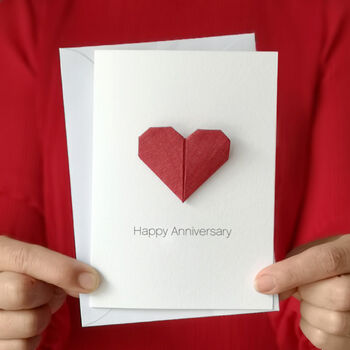 Personalised Anniversary Origami Heart Card, 2 of 4