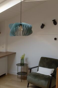 Misty Blue Wooden Pendant Light, 2 of 7