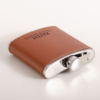 Personalised Wedding Leather Hip Flask, 3 of 7