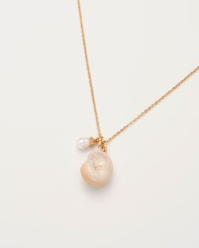Sea Snail Shell And Pearl Short Necklace, 4 of 6