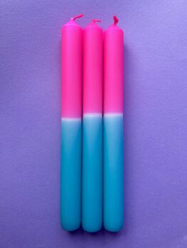 'Bubblegum' Dip Dye Dinner Candles Trio, 2 of 5