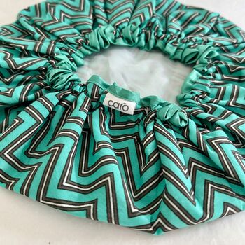 Bath Hat In Turquoise Zig Zag Print, 2 of 3