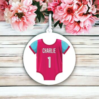 Personalised Baby Grow Football Shirt Decoration Gift, 2 of 3