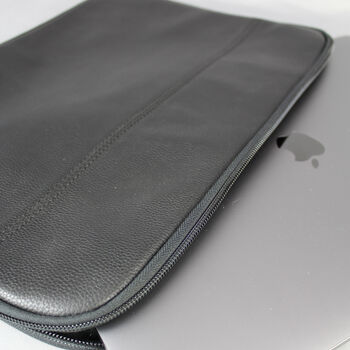 Black Leather Laptop Case With Gunmetal Zip, 5 of 6