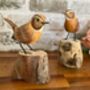Hand Carved Wooden Wren Ornament Garden Bird Figurine, thumbnail 7 of 10