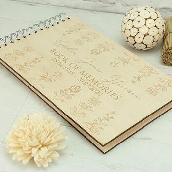 Peronalised Wooden Engraved Condolence Guest Book, 3 of 5