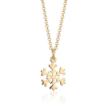 Gold Plated Sterling Silver Snowflake Necklace, 2 of 5