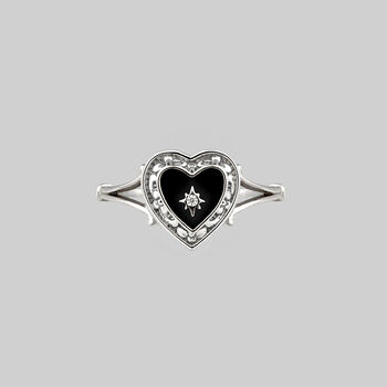 Black Enamel Heart Ring, 2 of 5