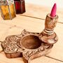 Handmade Mango Wood Backflow Hamsa Hand Incense Holder, thumbnail 4 of 5