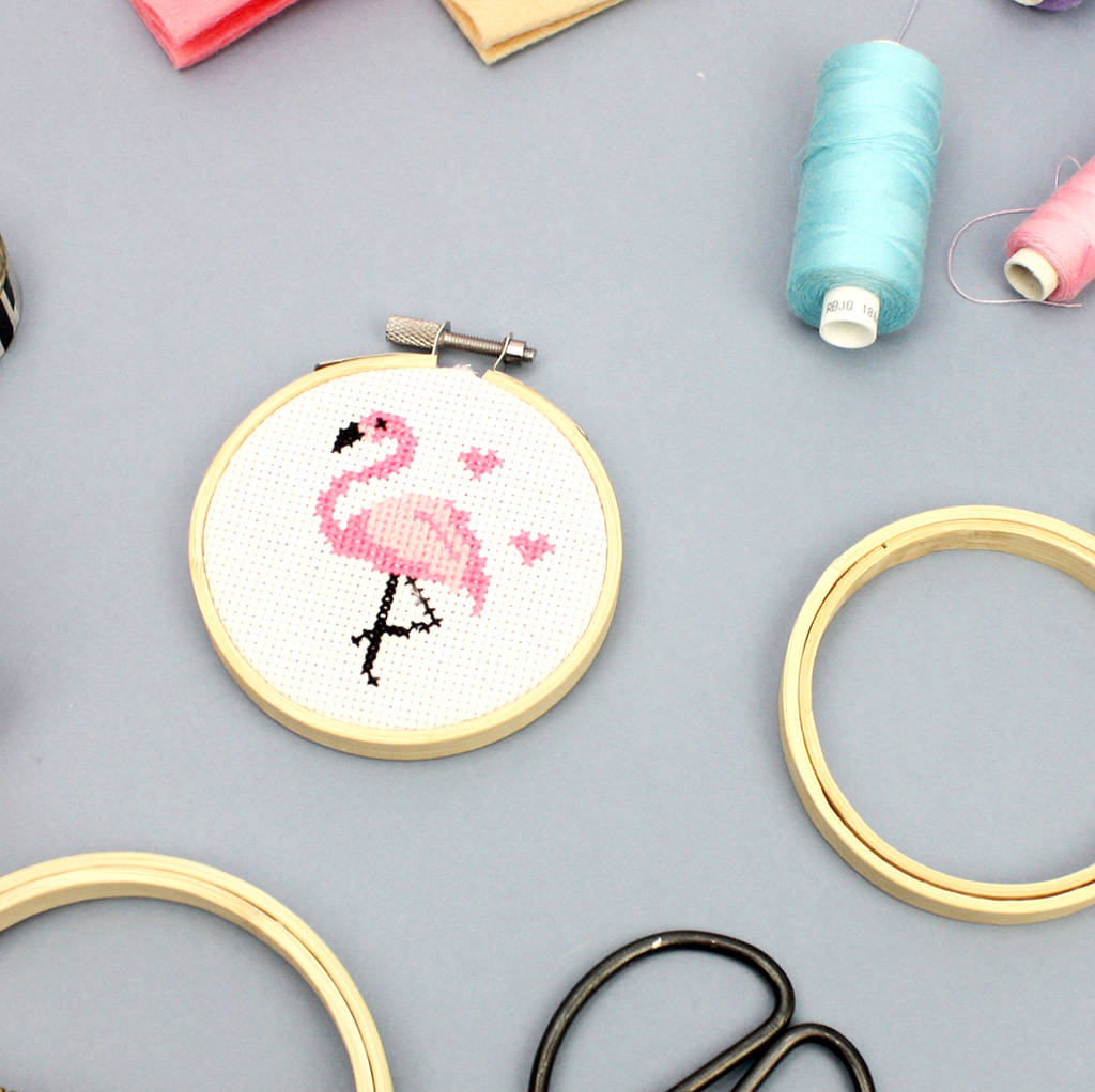 Flamingo Cross Stitch Kit - For Beginners Craft Easy Pattern Bird Flamingos  - Yahoo Shopping
