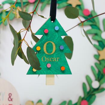 Personalised Wooden Christmas Tree Decoration, 2 of 5