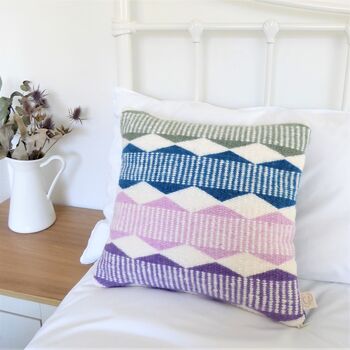 Handwoven Geometric Cushion Multicolour, 4 of 7