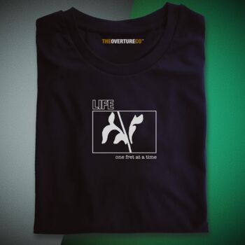 Guitar Shirt Gift For Guitarists. 'Life One Fret at a Time' Single Fret Statement Shirt, 4 of 10