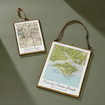 Personalised Vintage Map Picture With Hand Stitched Star, 2 of 6