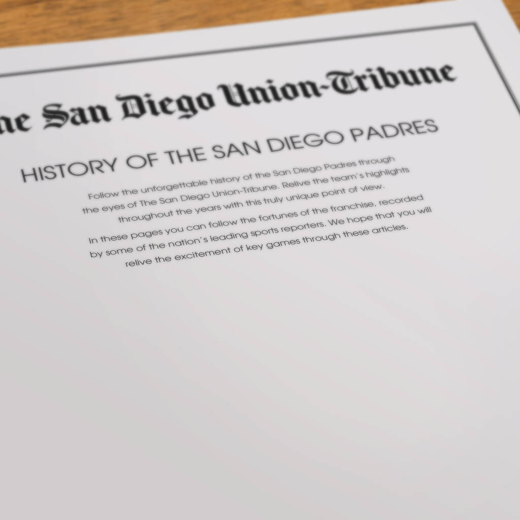 San Diego Padres Personalised Gift Newspaper Book By Historic Newspapers