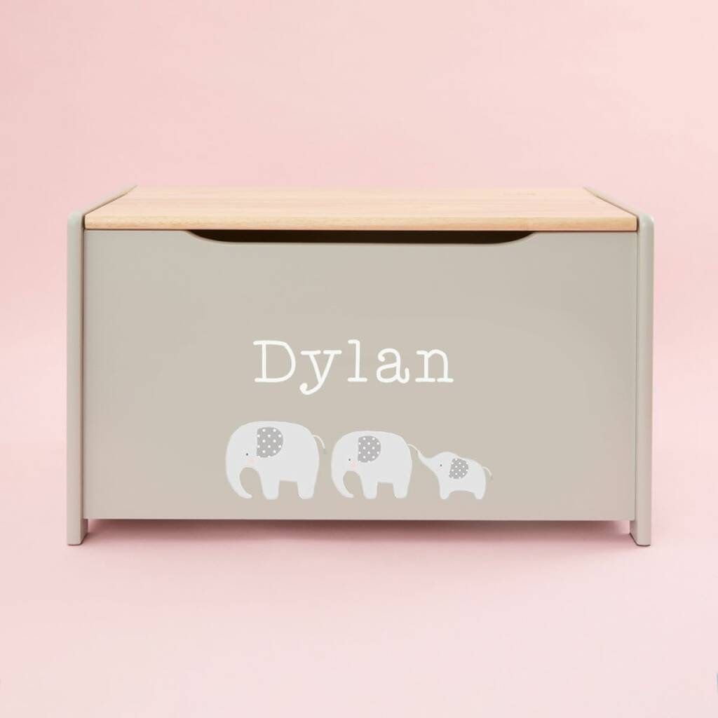 Personalised Grey Elephant Toy Box
