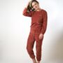 Red Loose Velvet Warm Full Sleeve Pyajama Set, thumbnail 1 of 4