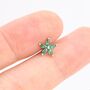 Sterling Silver Emerald Green Cz Flower Barbell Earrings, thumbnail 5 of 12