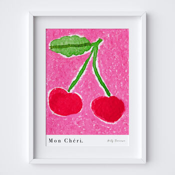 Mon Chéri Food Art Print Cherries Kitchen Fruit Poster, 2 of 11