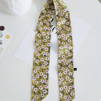 Blue Floral Thin Neck And Hair Tie Scarf, 7 of 10