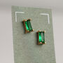 Emerald Green Baguette Rectangle Stud Earrings, thumbnail 2 of 7