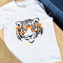 Kids Personalised Tiger With Glasses T Shirt, thumbnail 2 of 5