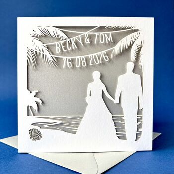 Personalised Papercut Beach Wedding Card, 3 of 5